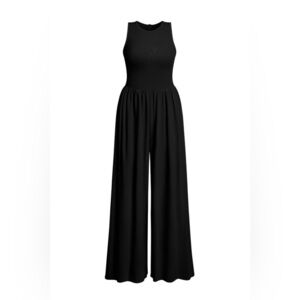 Elegant Black Jumpsuit with Wide-Leg Pants and Fitted Waist